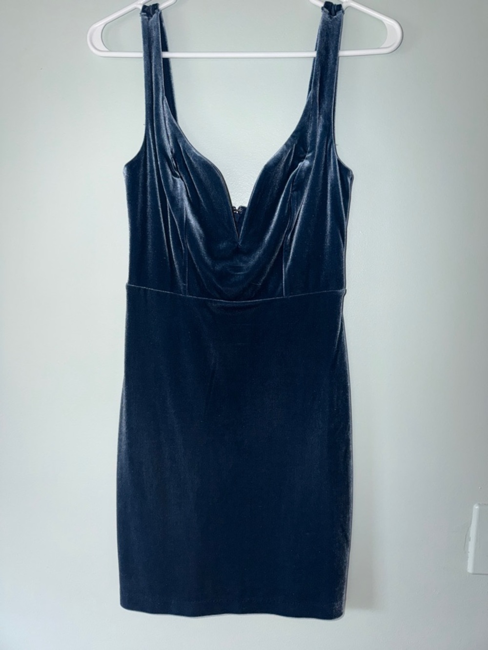 Express Midnight Blue Velvet Cowl Neck Mini Dress